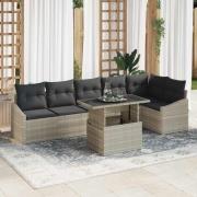 vidaXL Trädgårdsoffset med kudde 7 pcs Beige, svart 100 x 55 x 73 cm