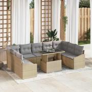 vidaXL Trädgårdsoffset 10 pcs Beige, ljusgrå 100 x 55 x 73 cm