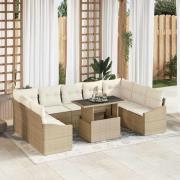 vidaXL Trädgårdsoffset 10 pcs Beige och gräddfärgad 100 x 55 x 73 cm