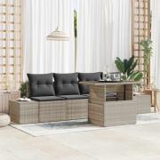 vidaXL Trädgårdsoffset med kudde 5 pcs Beige Grå 100 x 55 x 73 cm