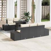 vidaXL Trädgårdsoffset med kudde 6 pcs Svart och kräm 100 x 55 x 73 cm