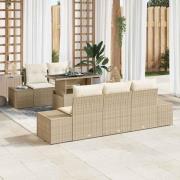 vidaXL Trädgårdsoffset 6 pcs Beige och gräddfärgad 100 x 55 x 73 cm