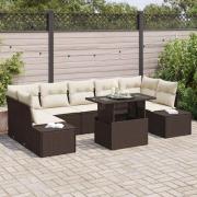 vidaXL Trädgårdsoffset med kudde 8 pcs Brun och Kräm 100 x 55 x 73 cm