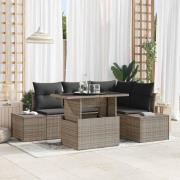 vidaXL Trädgårdsoffset med lagring 5 pcs Grå Poly rattan