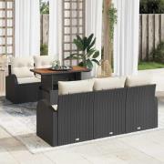 vidaXL Trädgårdsoffset med lagring 6 pcs Svart Poly rattan