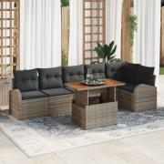 vidaXL Trädgårdsoffset med lagring 7 pcs Grå Poly rattan