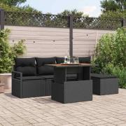 vidaXL Trädgårdsoffset med lagring 6 pcs Svart Poly rattan