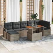vidaXL Trädgårdsoffset med lagring 8 pcs Grå Poly rattan