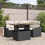 vidaXL Trädgårdsoffset med lagring 5 pcs Svart Poly rattan