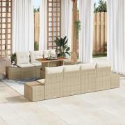 vidaXL Trädgårdsoffset med lagring 8 pcs Beige Poly rattan