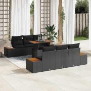 vidaXL Trädgårdsoffset med lagring 7 pcs Svart Poly rattan