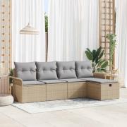 vidaXL Trädgårdsoffset 5 pcs beige och ljusgrå 251 x 117 x 85 cm