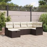 vidaXL Trädgårdsoffset 6 pcs Brun och gräddvit 242.5 x 132.5 x 85 cm