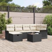 vidaXL Trädgårdsoffset 7 pcs Svart och gräddvit 242.5 x 132.5 x 85 cm