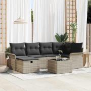 vidaXL Trädgårdsoffset 7 pcs Ljusgrå 242.5 x 132.5 x 85 cm Poly rattan