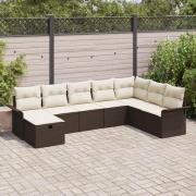vidaXL Trädgårdsoffset 8 pcs Brun och gräddvit 297.5 x 187.5 x 85 cm