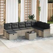 vidaXL Trädgårdsoffset 9 pcs Ljusgrå 297.5 x 187.5 x 85 cm Poly rattan