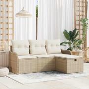vidaXL Trädgårdsoffset 4 pcs beige och gräddvit 176 x 117 x 85 cm