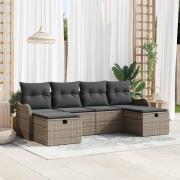 vidaXL Trädgårdsoffset 6 pcs Grå 231 x 117 x 85 cm Poly rattan