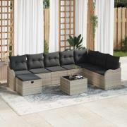 vidaXL Trädgårdsoffset 9 pcs Ljusgrå 287,5 x 177,5 x 85 cm Poly rattan