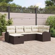 vidaXL Trädgårdsoffset 6 pcs Brun och gräddvit 234 x 124 x 85 cm