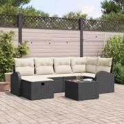 vidaXL Trädgårdsoffset 7 pcs Svart och gräddvit 234 x 124 x 85 cm