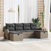 vidaXL Trädgårdsoffset 6 pcs Grå 234 x 117 x 85 cm Poly rattan