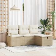 vidaXL Trädgårdsoffset 4 pcs beige och gräddvit 175 x 117 x 85 cm