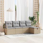 vidaXL Trädgårdsoffset 5 pcs beige och ljusgrå 230 x 117 x 85 cm