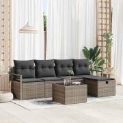vidaXL Trädgårdsoffset 6 pcs Grå 230 x 117 x 85 cm Poly rattan