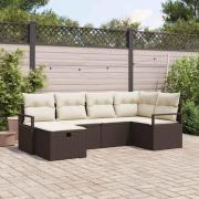 vidaXL Trädgårdsoffset 6 pcs Brun och gräddvit 232 x 122 x 85 cm