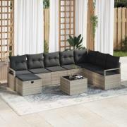 vidaXL Trädgårdsoffset 9 pcs Ljusgrå 287 x 177 x 85 cm Poly rattan
