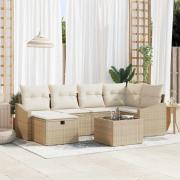 vidaXL Trädgårdsoffset med kudde med lagring 7 pcs Beige, Kräm