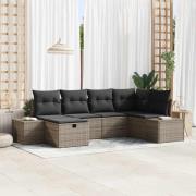 vidaXL Trädgårdsoffset med kudde 6 pcs Grå Poly rattan