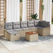 vidaXL Trädgårdsoffset 8 pcs Beige konstrotting