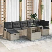 vidaXL Trädgårdsoffset med kudde med lagring 8 pcs Ljusgrå Poly rattan