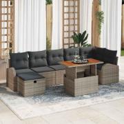 vidaXL Trädgårdsoffset med kudde med lagring 8 pcs Grå Poly rattan