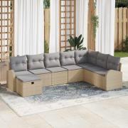 vidaXL Trädgårdsoffset med kudde med lagring 8 pcs Beige Poly rattan
