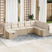 vidaXL Trädgårdsoffset 8 pcs Beige Poly rattan