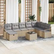 vidaXL Trädgårdsoffset 8 pcs Beige Poly rattan