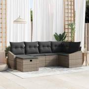 vidaXL Trädgårdsoffset med kudde 6 pcs Grå 55 x 62 x 69 cm Poly rattan