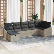 vidaXL Trädgårdsoffset 7 pcs Ljusgrå 55 x 62 x 69 cm Poly rattan