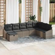 vidaXL Trädgårdsoffset med kudde 8 pcs Grå 55 x 62 x 69 cm Poly rattan