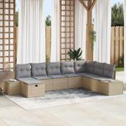 vidaXL Trädgårdsoffset 8 pcs Beige 55 x 62 x 69 cm Poly rattan