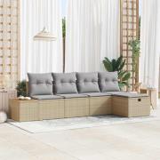 vidaXL Trädgårdsoffset 5 pcs Beige 55 x 62 x 69 cm Poly rattan