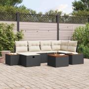 vidaXL Trädgårdsoffset 7 pcs Svart 55 x 62 x 69 cm Poly rattan
