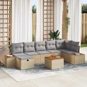 vidaXL Trädgårdsoffset 8 pcs Beige 55 x 62 x 69 cm Poly rattan