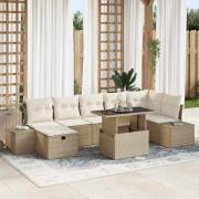 vidaXL Trädgårdsoffset Höjdjusterbar 8 pcs Beige konstrotting