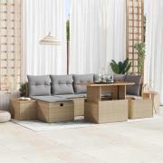 vidaXL Trädgårdsoffset Höjdjusterbar 7 pcs Beige konstrotting