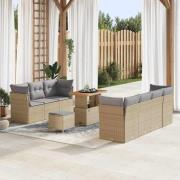 vidaXL Trädgårdsoffset Höjdjusterbar 10 pcs Beige konstrotting